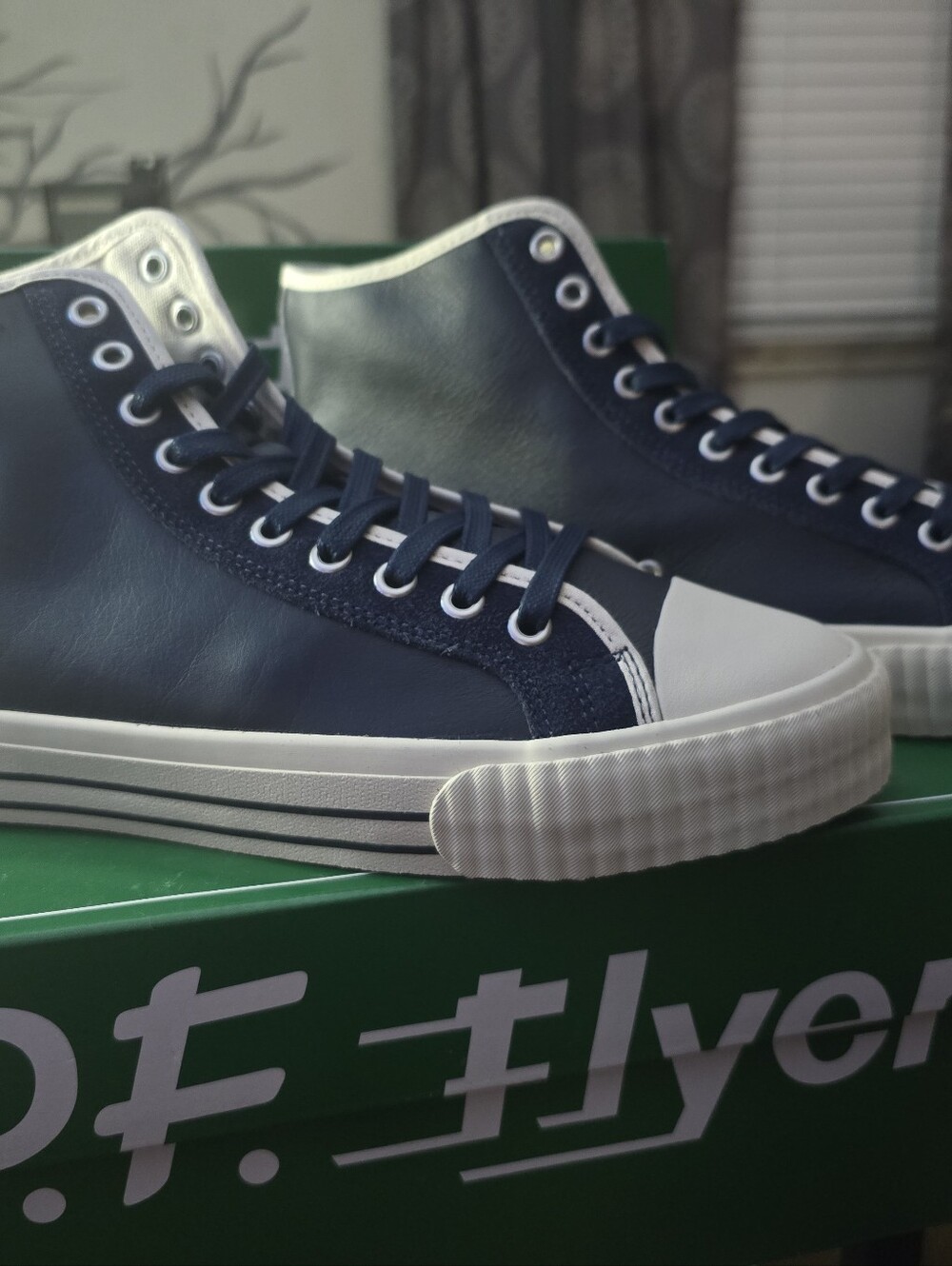 Classic High-Top Men's Sneakers in Navy and White